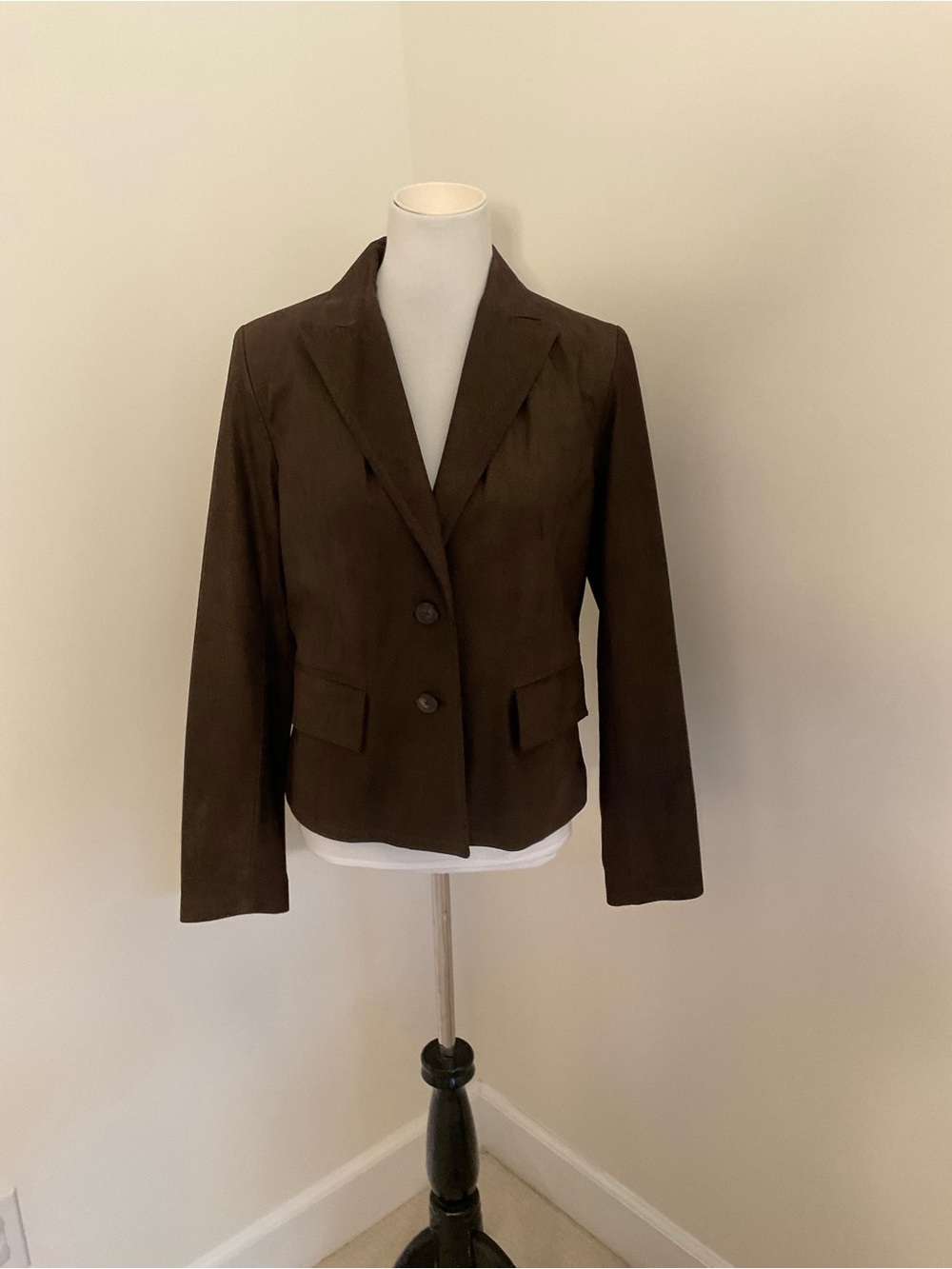 Alfani Metallic Brown Tailored Leather Blazer Jacket